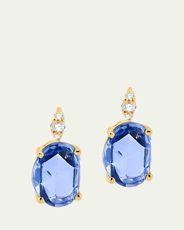 14K Blue Sapphire and Diamond Earrings